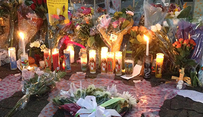 A memorial for the victims of the Oakland Ghost Ship fire